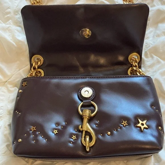 Rebecca Minkoff Edie Crossbody Handbag Bag Celestial Moon Stars Gold Hardware - Picture 5 of 6